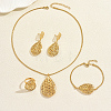 Stainless Steel Hollow Teardrop Bracelets & Earrings & Necklaces & Rings Sets for Women GO0087-5