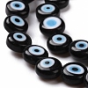 Handmade Evil Eye Lampwork Flat Round Bead Strands LAMP-L058-8mm-20-3