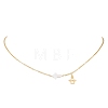 304 Stainless Steel Angel and Natural Freshwater Shell Cross Pendant Necklaces NJEW-JN05720-2