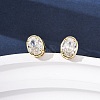 Brass Micro Pave Clear Cubic Zirconia Stud Earrings EJEW-C174-02E-G-1