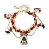 Christmas Alloy Enamel Imitation Pearl and Faux Leather Charm Bracelets for Women FS-WG9C2A3-02-1