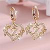 Heart Brass Micro Pave Clear Cubic Zirconia Hoop Earrings FS-WGD5D87-26-1