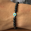 Natural Lava Rock Round Beads Stretch Bracelets for Men DE0249-4