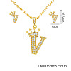 Brass Micro Pave Clear Cubic Zirconia Pendant Necklaces & Stud Earrings Sets FS-WG8C370-22-1