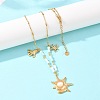 304 Stainless Steel Crystal Rhinestone and Cat Eye Conch Shape Octopus Pendant Dyed Natural Shell Bamboo Stick Link Chain Necklaces NJEW-K252-11G-3