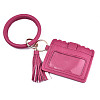 Multifunctional PU Leather Wristlet Circle Key Ring Bangle Card Pocket AJEW-T011-01-3