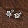 925 Sterling Silver Clear Cubic Zirconia Stud Earrings EJEW-Q032-01C-P-2