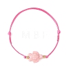4Pcs 4 Colors Ocean Dyed Synthetic Turquoise Sea Turtle Beaded Adjustable Waxed Polyester Cord Bracelets for Women BJEW-JB14243-04-4