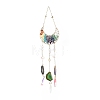 Gemstone Chips Beaded Moon Hanging Sun Catchers HJEW-M004-03-1