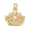 Brass Pave Pink Cubic Zirconia Pendants CU-OY001-02G-1