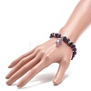 Natural Amethyst Round Beaded Stretch Bracelet with Bullet Charms BJEW-JB09018-04-3
