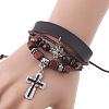 Leather Cord Multi-strand Bracelets for Women Men WGAECCB-02-1