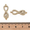 304 Stainless Steel Micro Pave Clear Cubic Zirconia Connector Charms CU-CBAF0F8-04G-3