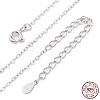 Rhodium Plated 925 Sterling Silver Flat Cable Chain Necklace NJEW-A011-01C-P-1