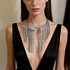 Alloy Crystal Rhinestone Tassel Cuff Choker Necklaces for Women WG96E53-01-2