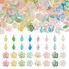 200Pcs 2 Styles Acrylic Leaf Charms & Flower Bead Caps Sets MACR-TA0002-91-2