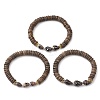 Natural Coconut Rondelle Beaded Stretch Bracelets BJEW-JB10250-01-1