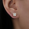 925 Sterling Silver Micro Pave Cubic Zirconia Square Stud Earrings for Women QK6381-1-2