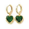Valentine's Day Heart Brass & Glass Hoop Earrings EJEW-Z164-23G-04-4