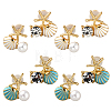 4 Pairs 2 Styles Rhinestone & Plastic Pearl Asymmetrical Earrings EJEW-GO0002-06-1