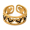 304 Stainless Steel Open Cuff Ring with Rhinestone for Women RJEW-Q822-37G-01-2