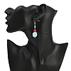 Brass Synthetic Turquoise Dangle Earrings EJEW-JE06589-02-3