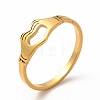 304 Stainless Steel Hollow Out Heart Hand Finger Ring for Women RJEW-K239-03G-3