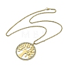304 Stainless Steel Crystal Rhinestone Tree of Life Pendant Box Chain Necklaces for Women NJEW-F370-01A-G-2