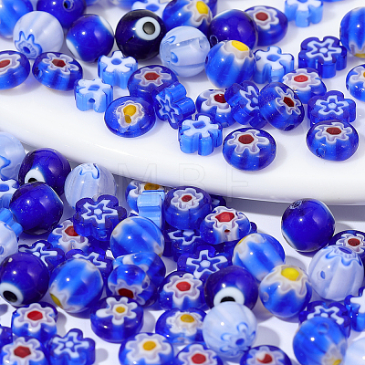 160Pcs 8 Styles Handmade Millefiori & Evil Eye Lampwork Beads LAMP-PA0001-73-1
