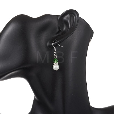 Round Glass Pearl & Glass Beads Dangle Earrings EJEW-JE06718-1