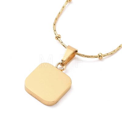 Synthetic Shell Rectangle Pendant Necklace NJEW-A004-10G-1