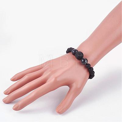 Natural Larvikite Stretch Bracelets BJEW-JB03159-01-1
