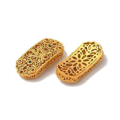 Rack Plating Oval Brass Micro Pave Cubic Zirconia Beads KK-F873-36MG-1