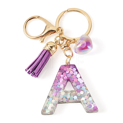 Alloy Resin Heart Keychains KEYC-TADJ0002-01G-A-1