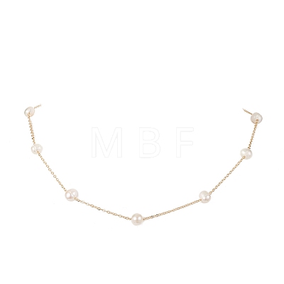 Natural Pearls Beaded Chain Necklace NJEW-JN04345-1