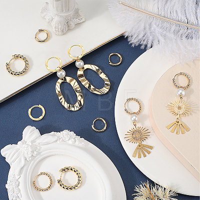8 Pairs 4 Styles Brass Beaded Huggie Hoop Earrings for Women KK-SC0004-60-1