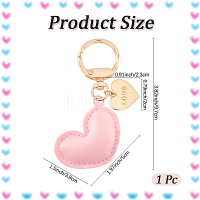 1Pc Imitation Leather Heart Keychain KEYC-CL0001-14F-1