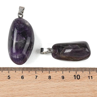 Natural Amethyst Tumbled Stone Pendants GG-K002-06G-1