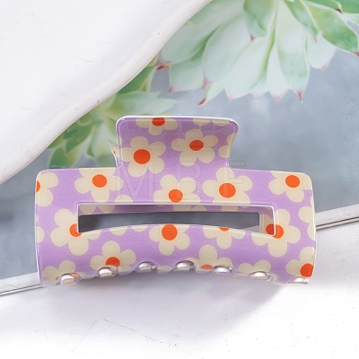12Pcs 6 Colors Flower Pattern PVC Plastic Claw Hair Clips OHAR-CC0001-01-1