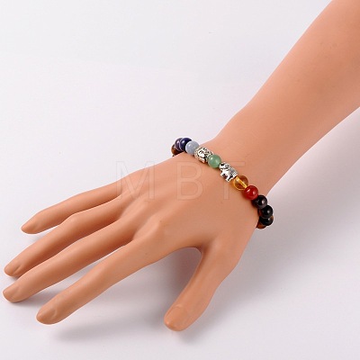 Stretch Buddhist Jewelry Multi-Color Gemstone Chakra Bracelets BJEW-JB01690-1