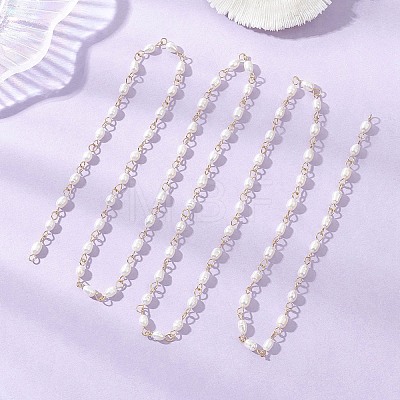 Handmade Natural Cultured Freshwater Pearl Link Chains AJEW-JB01586-01-1