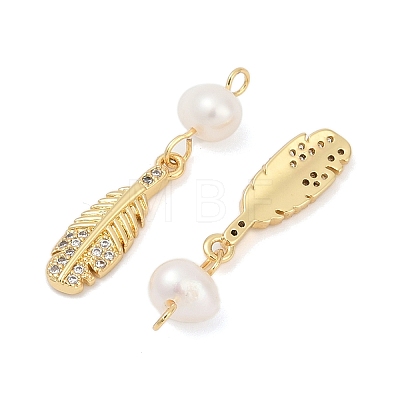 Natural Cultured Freshwater Pearl & Brass Pendants KK-U062-09G-1