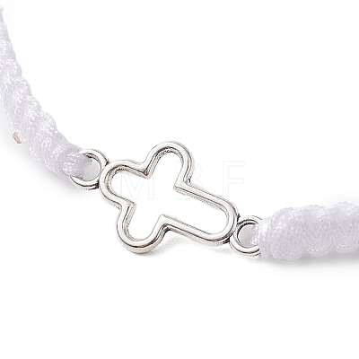 Cross Alloy Connector Charms Braided Bracelets BJEW-JB11067-02-1