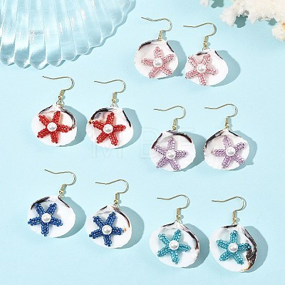 Natural Shell Dangle Earrings EJEW-MZ00754-1