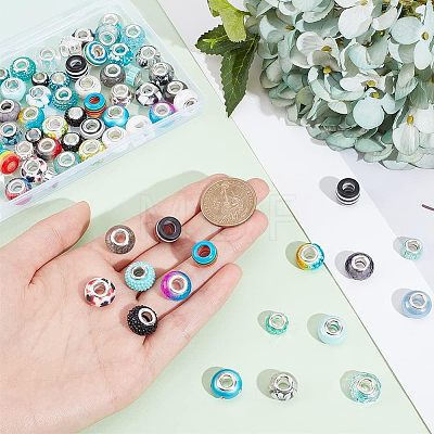  108Pcs 2 Colors Acrylic & Resin & Polymer Clay Rhinestone European Beads OPDL-NB0001-16-1