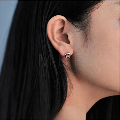 Brass & Rhinestone Stud Earrings WGEF0FC-01-1