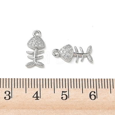 Brass Micro Pave Clear Cubic Zirconia Charms KK-P355-01D-P-1