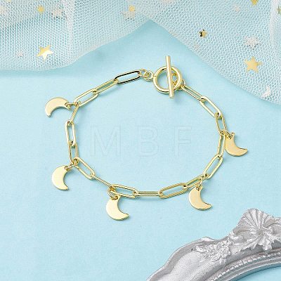 Golden 304 Stainless Steel Charm Bracelets with Brass Paperclip Chains BJEW-JB10031-02-1