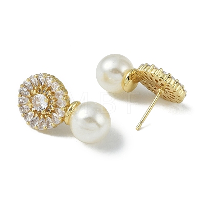 Rack Plating Brass With ABS Imitation Pearl Beads EJEW-U006-05G-1