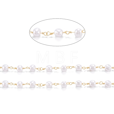 3.28 Feet Handmade Acrylic Imitation Pearls Beaded Chains X-CHC-M021-11LG-1